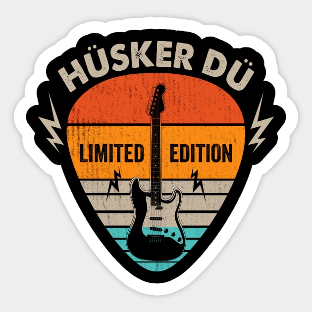 Vintage Husker Du Name Guitar Pick Limited Edition Birthday Sticker by Monster Mask